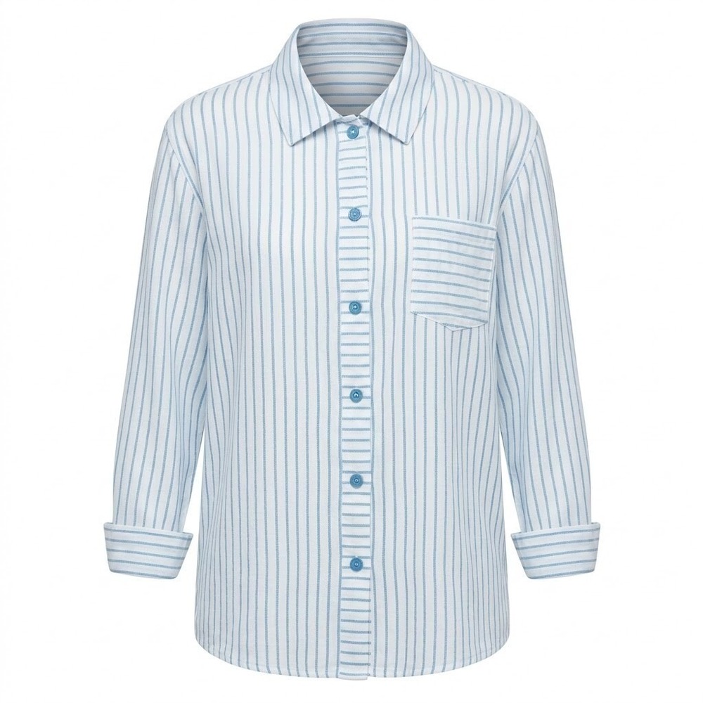 NEW Multiples Montego Bay Womens 3X Blue White Striped Floral Shirt